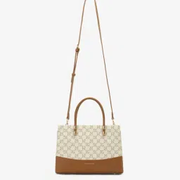U.S. Polo Assn. Beige Printed Satchel Handbag-image-95