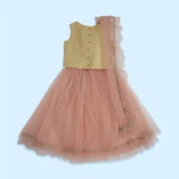 Akkriti by Pantaloons Kids Beige & Peach Embroidered Lehenga Cholis image 2