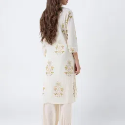 Utsa by Westside Off-White Floral Pattern Cotton Straight Kurta image 2
