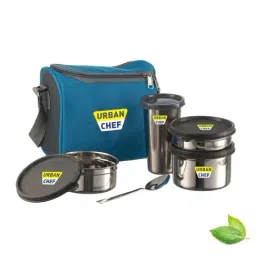 Urban Chef Grey Stainless Steel Complete Full Meal & Easy To Carry Lunch Box - Set of 3-picture-13
