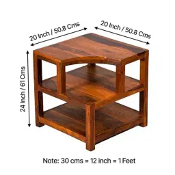 Ikiriya Aural Solid Brown Wood Bedside Table Pine Finish image 4