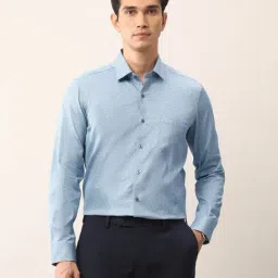 Arrow Blue Cotton Slim Fit Printed Shirt-image-94