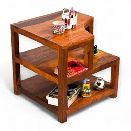 Ikiriya Aural Solid Brown Wood Bedside Table Pine Finish image 2