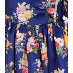 Lil Drama Kids Blue Floral Print Kurta with Dhoti image 4