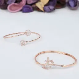 Zaveri Pearls Set of 2 Rose Gold Contemporary Cubic Zirconia Brass Kada Style Bracelet-ZPFK11103-picture-39