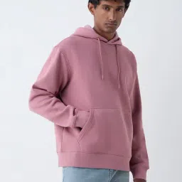WES Casuals by Westside Dusty Pink Relaxed-Fit Cotton-Blend Hoodie-image-4