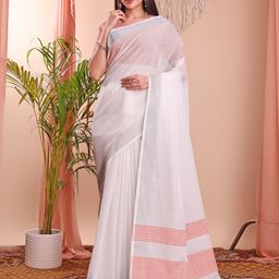 Mitera Striped Saree With Contrast Blouse Piece-picture-30