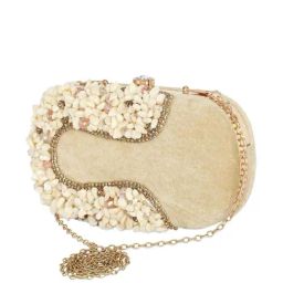 NR by Nidhi Rathi Golden Fabric Minaudiere Clutch-picture-42