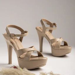 Shoetopia Women's Beige Ankle Strap Stilettos-picture-28