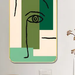 SAF Off White & Green Minimalist Line Printed Wall Art-image-42