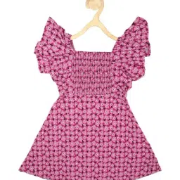 Peter England Kids Pink Floral Print Dress-image-57