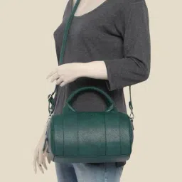 Caprese Teresa Green Solid Duffle Handbag image 5