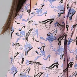 Cation Pink Printed Shirt With Pyjamas image 4