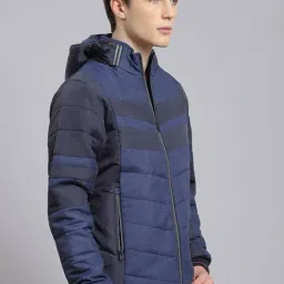 Monte Carlo Blue Regular Fit Colour Block Quilted Jacket image 5