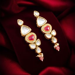 Anouk Gold-Plated Kundan Studded Geometric Drop Earrings-picture-30