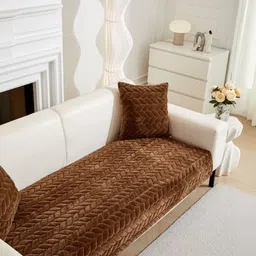 HOMETHREADS Brown & Brown Sofa Cover-picture-25