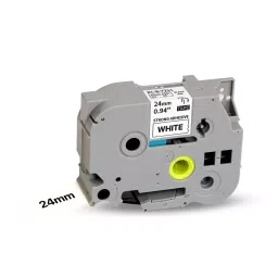 Pacific International Strong Adhesive Label Tape Cassette 24 mm Laminated Black on White for TZE 251 image 2