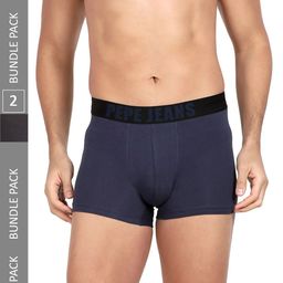 Pepe Jeans Pack Of 2 Logo Printed Detail Outer Elastic Cotton Trunks-picture-45