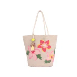 Astrid Floral Embroidered Cotton Jute Bag-image-1