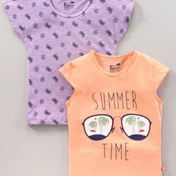 Proteens - Bodycare Short Sleeves Tops Multi Print Pack Of 2 - Peach Purple-picture-15
