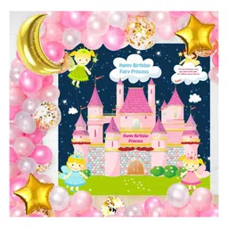 Untumble Fairy Castle Banner Birthday Decoration Kit Pink - Pack of 64-image-39