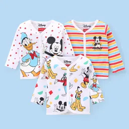 Babyhug Disney Cotton Knit Full Sleeves Front Open Jhablas with Striped & Mickey Mouse Graphics Pack of 3 - White-picture-20