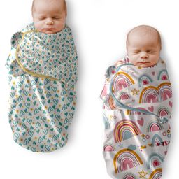 Polka Tots Cotton Rainbow & Heart Print Swaddle Wrap For New Born Baby - Multicolor - Set Of 2-picture-16