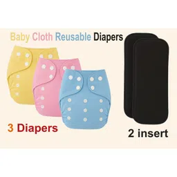 Joy Buzz Baby Quickly 2 Bamboo Microfiber Soaker Inserts & 3 Adjustable Reusable Cloth Diaper / Nappies - Multicolor-image-44