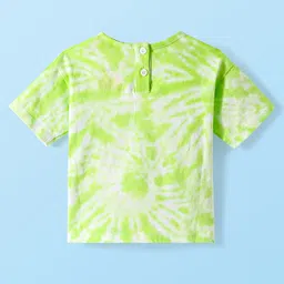 Babyhug Disney Cotton Knit Half Drop Shoulder Sleeves Oversized T-Shirt with Tinker Bell Graphics - Light Green image 2