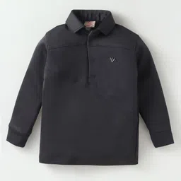 Rikidoos Full Sleeves Solid Tee With Pant Set - Dark Grey image 2