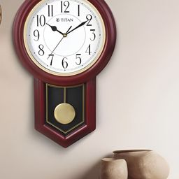 Titan Classic White & Brown Round Shaped Wall Clock With Chime-picture-8