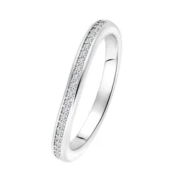 Peora Sterling Silver Rhodium-Plated Cubic Zirconia Studded Finger Ring image 2