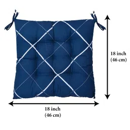 Kuber Industries Geomatric Printed Microfiber Square Chair Pad Seat Cushion For Rocking chair, Office chair, Dinning chair, IndoorOutdoor With Ties, 18*18 Inch- Pack of 2 Blue image 3