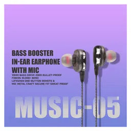 Onelife Wired Earphone With 3.5mm Jack and Dual Driver Music 5 - Black image 3