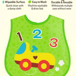 Badal Kidz Plastic Waterproof Baby Feeding Apron with BIB star design and penguin design - Blue &Blue (Pack of 2) image 3