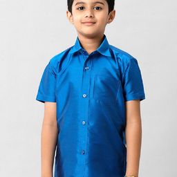 Ramraj Boys Cutaway Collar Solid Silk Casual Shirt-picture-17