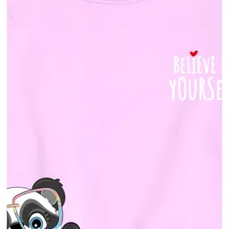 NUSYL Fleece Full Sleeves Believe In Yourself Text & Panda Printed Oversized Sweatshirt - Lilac image 5
