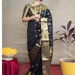 YAMUNE Woven Design Zari Pure Silk Handloom Banarasi Saree-picture-34