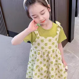 LULU & SKY Floral Colourblocked A-Line Dress image 4