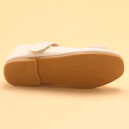 Babyoye Ballerina with Velcro Closure Bow Applique- Beige image 5