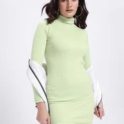 glitchez Fabulously Fitted Ribbed Turtle Neck Mini Dress-picture-28
