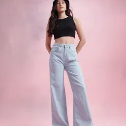 DressBerry Women Mid-Rise Wide Leg Stretchable Jeans-image-64
