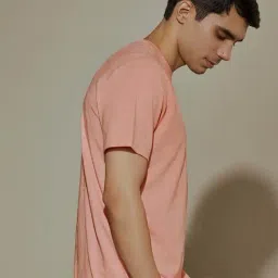 ANDAMEN Pink Melange Regular Fit Crew T-Shirt image 3