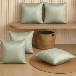 MFD HOME FURNISHING Lime Green Set of 5 Square Cushion Covers-picture-6