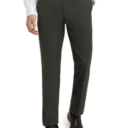 Park Avenue Green Polyester Regular Fit Solid Trousers image 1