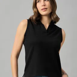 FEMEA Black Cotton Slim Fit T-Shirt image 1