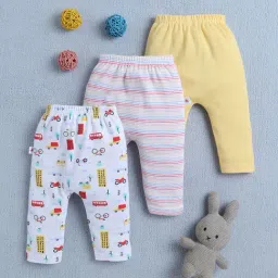 Bumzee Boys Yellow & White Diaper Pants Leggings Pyjamas Pack Of 3 New Born-picture-25
