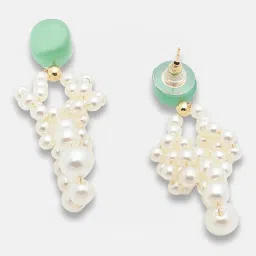 Sohi Gold Plated Party Designer Stone Drop Earrings image 1