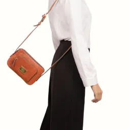 Hidesign EI Flourish W4 Tan Leather Solid Sling Handbag image 1