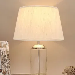 Kapoor Lamp Shades Transparent & White Glass Duffield Clear Cotton Shade Table Lamp image 1